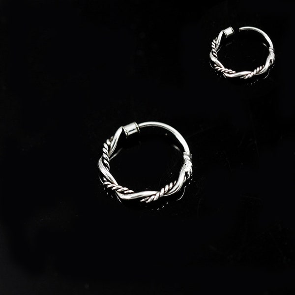 Multi Twist Nose Ring- Oxidized Sterling Silver Nose Hoop- Nose Ring Hoop- Thin Nose Ring- 22 Gauge Nose Ring