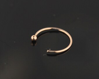 14ct Rose Gold Nose Hoop- Open Nose Hoop- Tiny Nose Hoop- Thin Nose Ring Hoop- Available in Different Gauges and Sizes