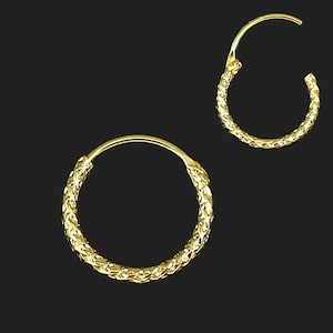 14K Gold Laser Cut Hinged Segment Ring-22 gauge= 0.6 mm Nose Ring Hoop/ Cartilage Earring- Tragus Ring/ Daith Hoop/ Helix Ring- 8mm Diameter