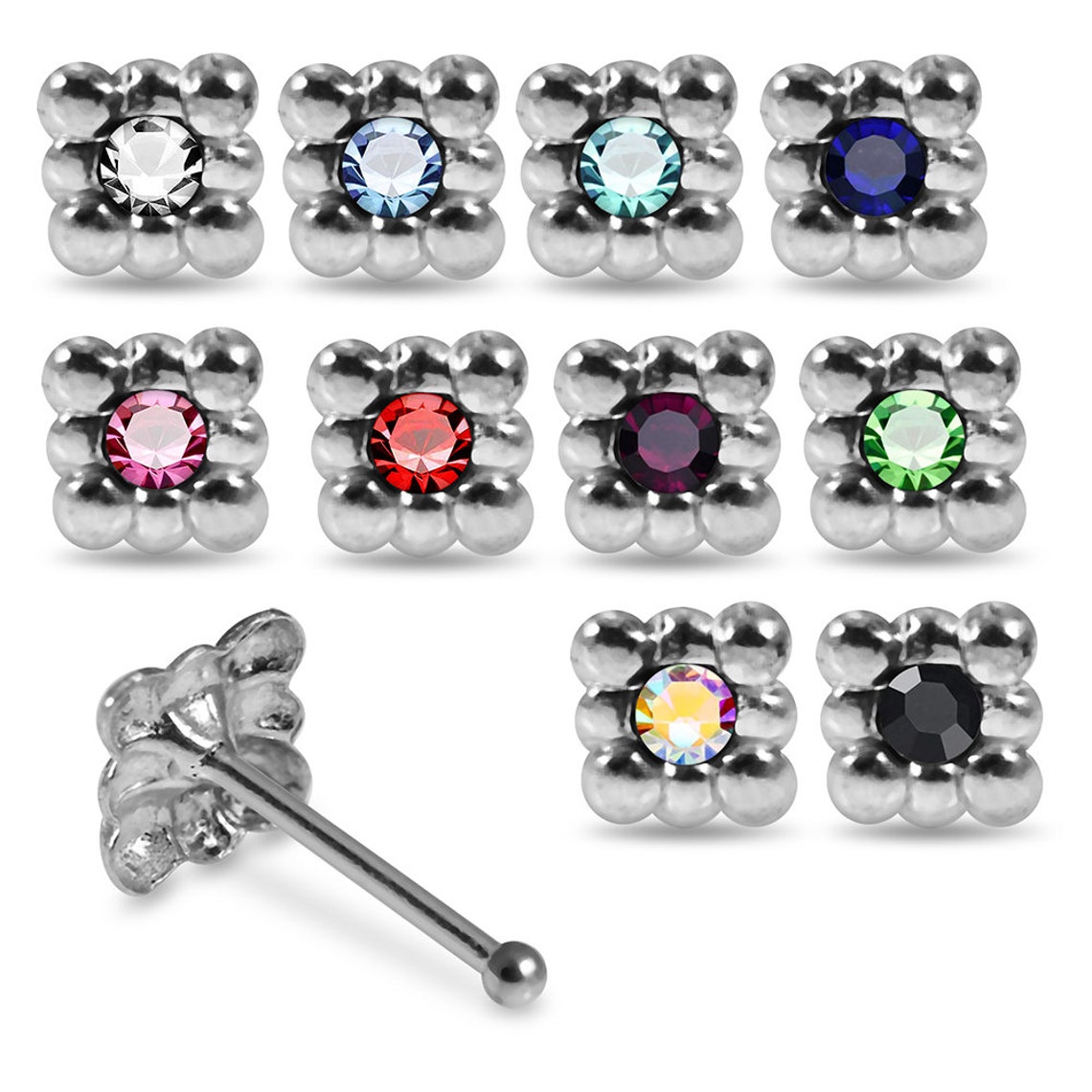 Edelstein Nase Stud Quadrat Nase Knochen / L geformte Nase | Etsy