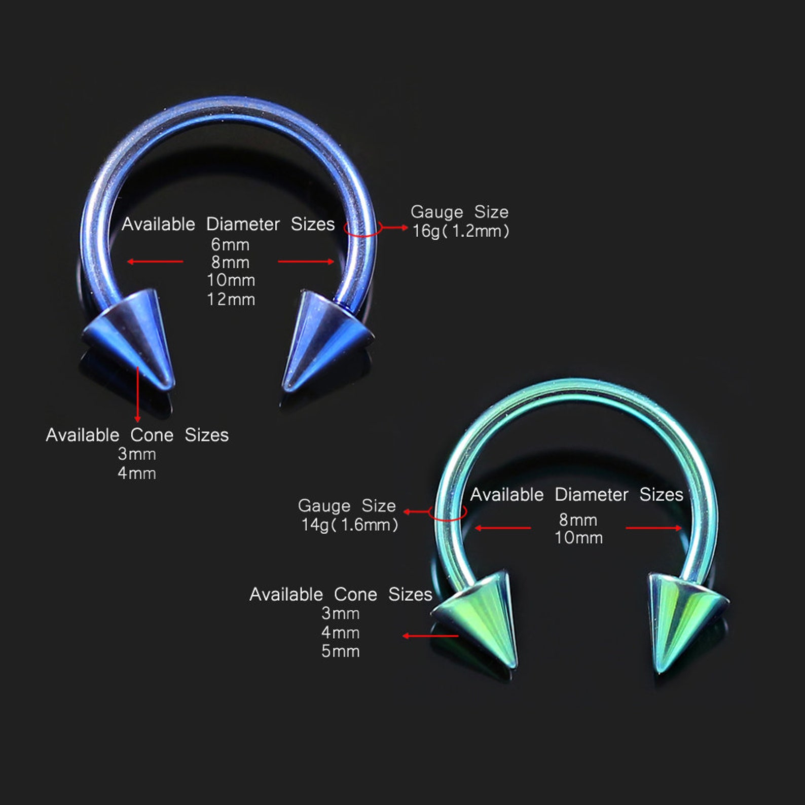 Horseshoe Barbell With Cones Titanium Septum Ring/ Eyebrow Etsy