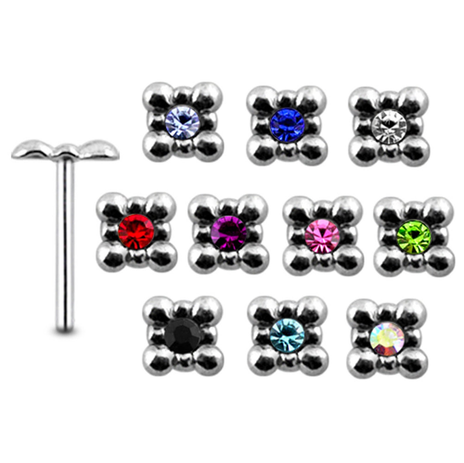 Edelstein Nase Stud Quadrat Nase Knochen / L geformte Nase | Etsy