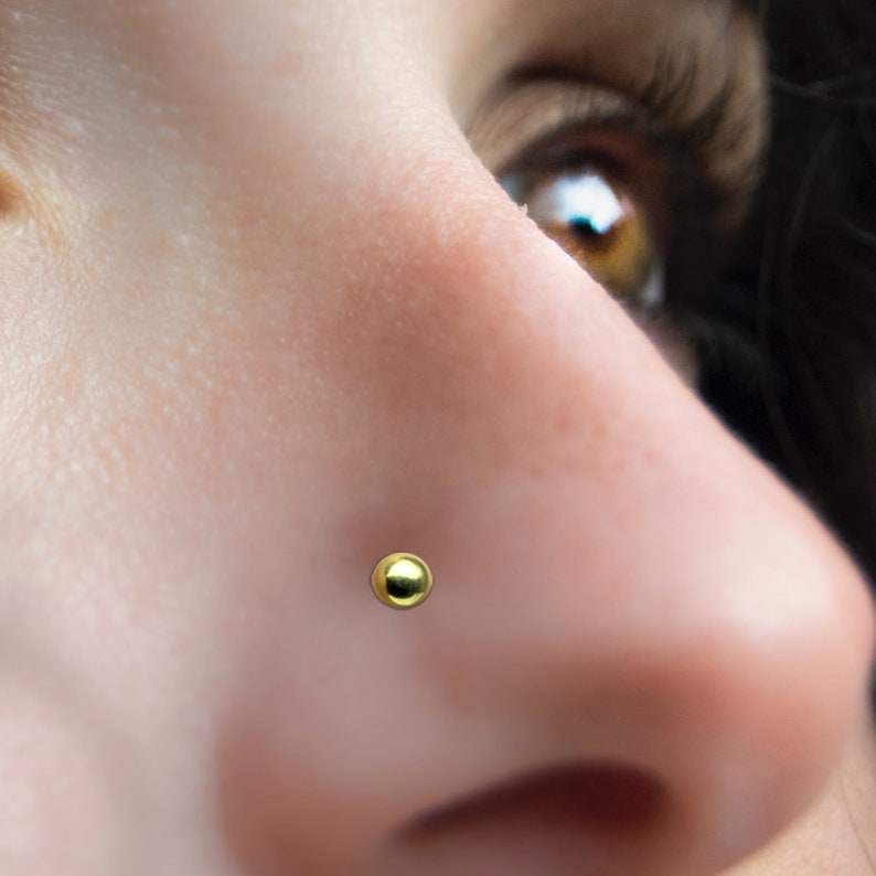 9K Gold Nose Ring Gold Ball Simple Nose Stud Tiny Nose Ring Etsy UK