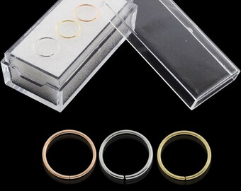 9K Gold Seamless Nose Ring Hoop Set - 22 Gauge - Includes Rose Gold, White Gold, and Yellow Gold - 3 Pieces