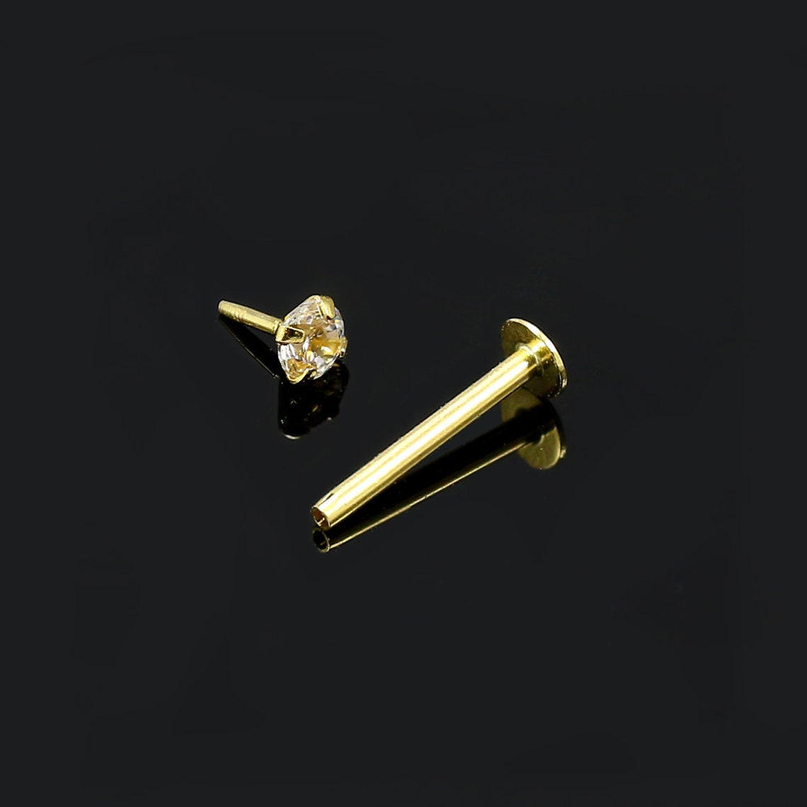 14K Gold Labret Crystal Lip Labret/ Cartilage Earring Tragus Etsy UK