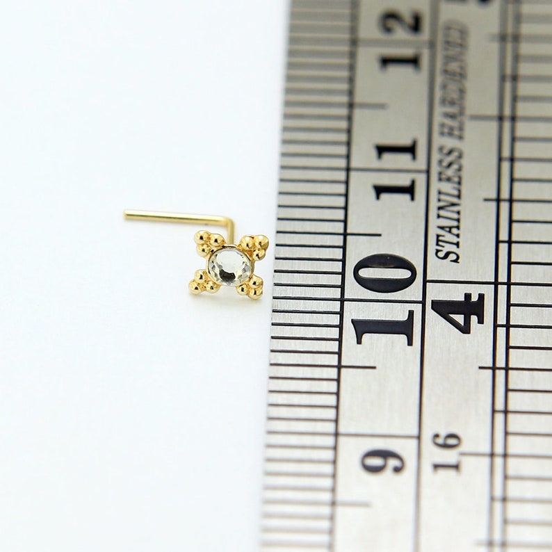 9ct Gold Nose Stud Boho Nose Stud Gemstone Nose Studl Shape Etsy UK
