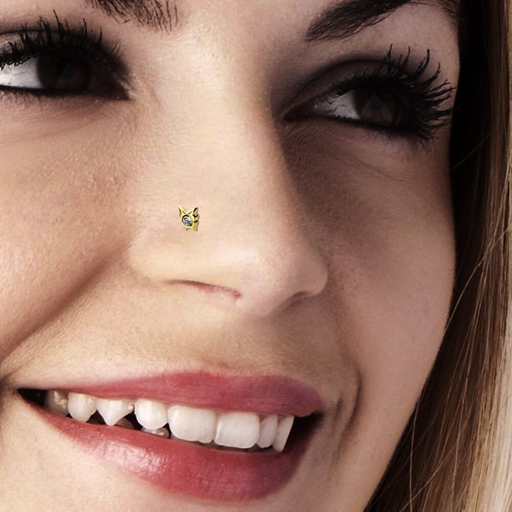 Butterfly Nose Ring 9K Gold Nose Stud Nose Bone Stud Thin Etsy
