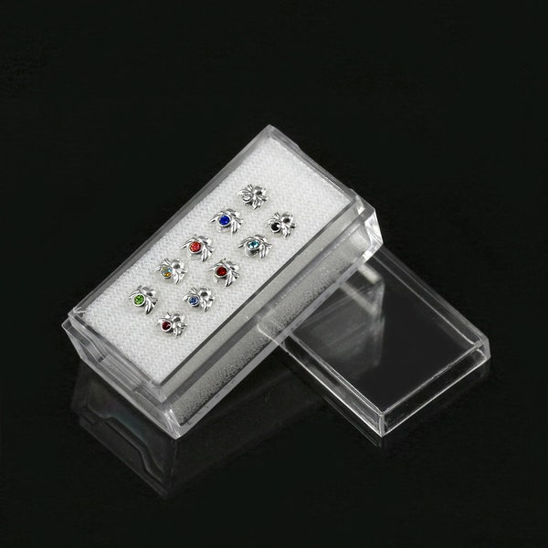 10pcs Bat Gemstone Nose Bone Studs- Nose Stud L Shape/ Straight Stud/ Sterling Silver Nose Ring- 22 Gauge Nose Ring