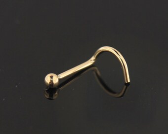 9K Gold Nose Ring- Gold Ball Simple Nose Stud- Tiny Nose Ring- Dainty nose Ring- Screw Nose Ring- 20 Gauge Nose Ring