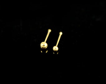 Ball Nose Stud- Gold Plated Sterling Silver Nose Ring- Nose Ring Piercing- Nose Bone/ Nose Pin- Thin Nose Ring- 22 Gauge Nose Ring