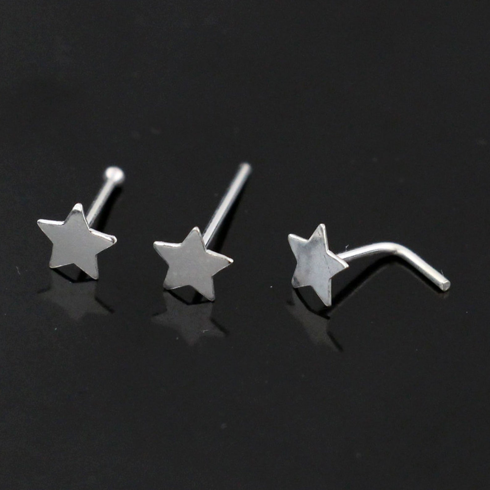 Star Nose Stud Sterling Silver Nose Ring Nose Bone Nose Pin Etsy UK
