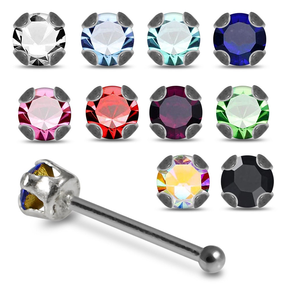 Bunte Edelstein Nase Stud Nase Knochen / L geformte Nase | Etsy