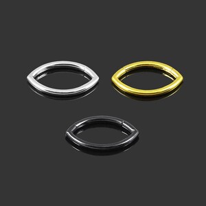 316L Surgical Steel Oval Shape Classic Hinged Segment Clicker Ring - 16Gauge Septum Ring  -  Price For One Piece