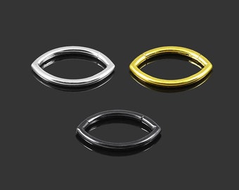 316L Surgical Steel Oval Shape Classic Hinged Segment Clicker Ring - 16Gauge Septum Ring  -  Price For One Piece