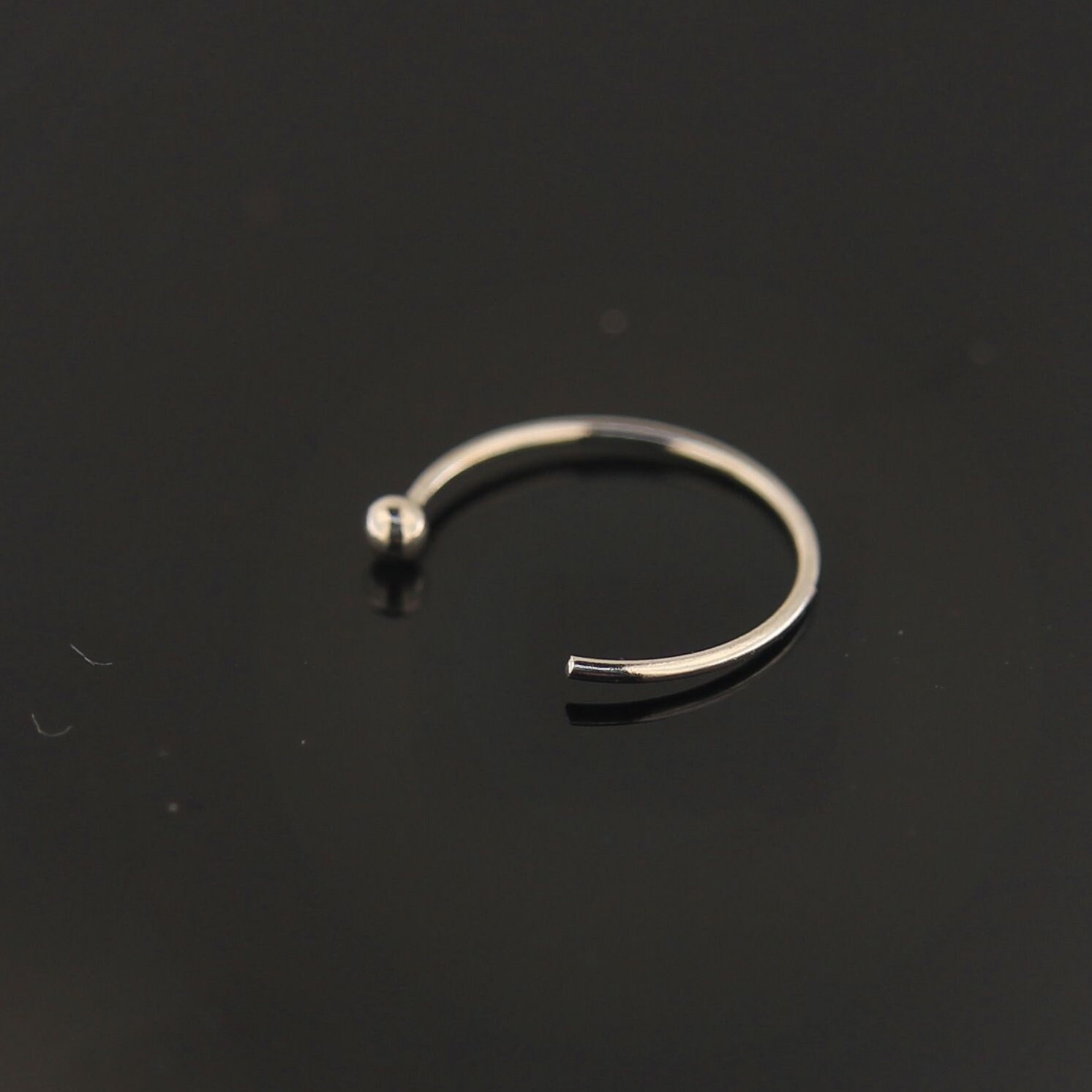 White Gold Nose Ring With Ball 9ct Open Nose Hoop Cute Etsy UK