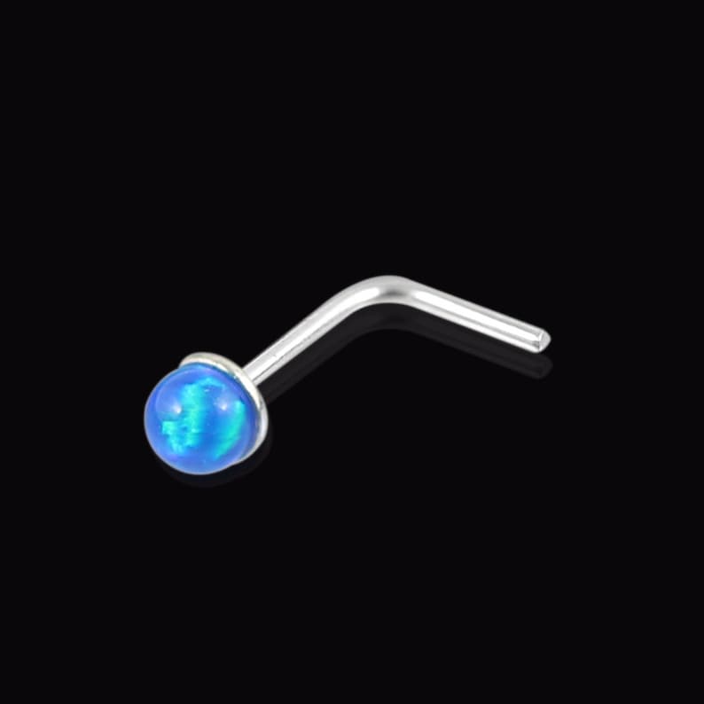 Thin Nose Ring Sterling Silver Nose Ring-Nose Bone Style 22 Gauge Nose Ring Multiple Colours Available Opal Nose Ring