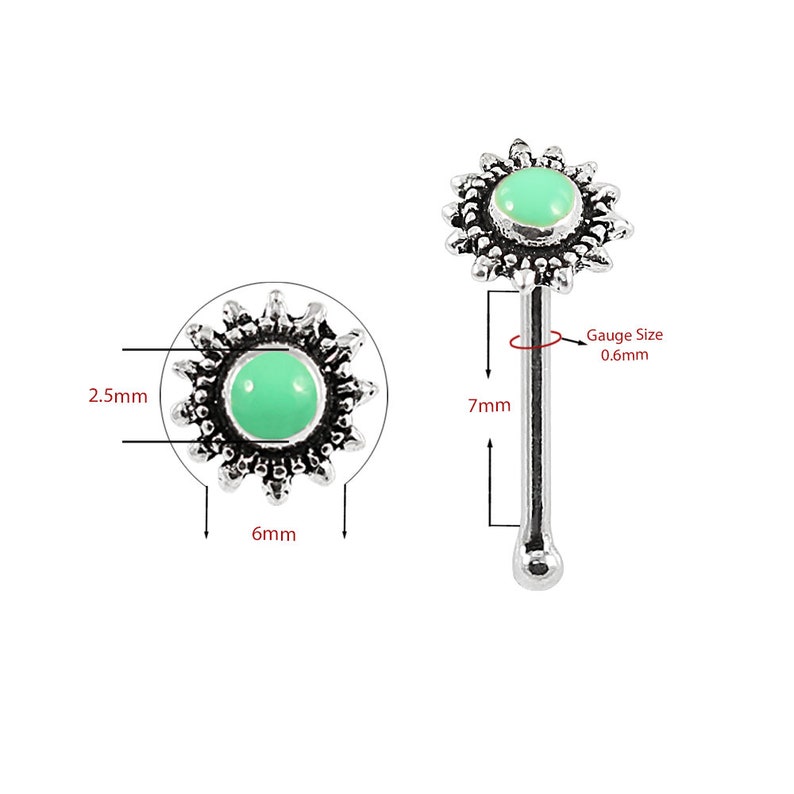 Tribal Nose Ring Nose Bone Bali Sun Nose Stud Multiple Colours Available 22G Nose Stud Thin Nose Ring Sterling Silver Nose Stud