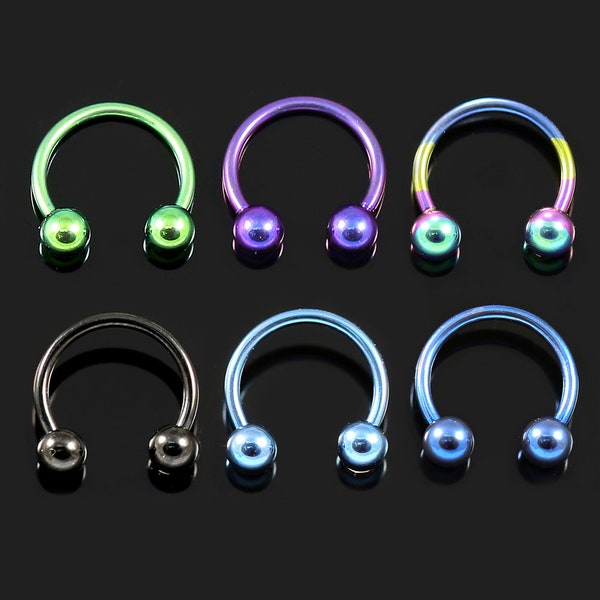 Titanium Horseshoe Barbell- Titanium Septum Ring/ Eyebrow Ring/ Cartilage Earring- Anodized Circular Barbell- 14 Gauge/16 Gauge Barbell