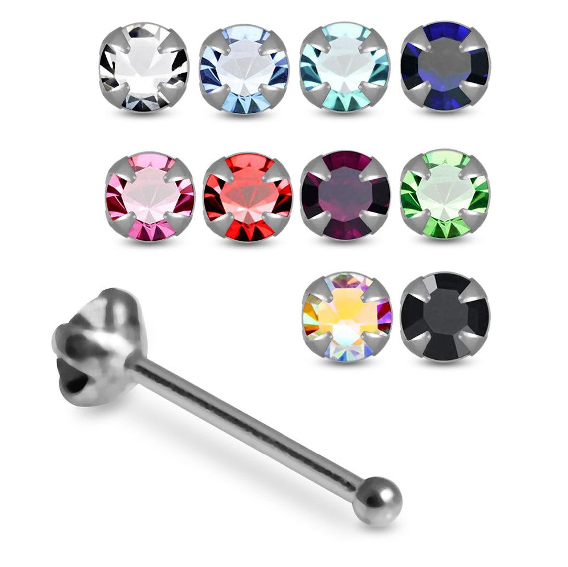 Winzige Edelstein Nase Stud Nase Knochen / L geformte Nase | Etsy