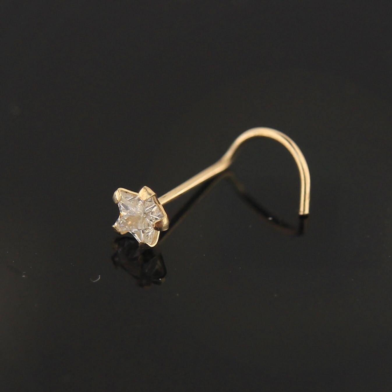 Buy Star Nose Stud Gemstone Nose Stud 9K Gold Nose Ring Screw Nose