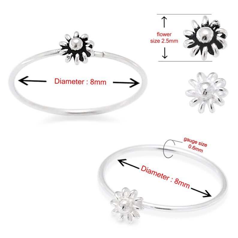 Silver Flower Nose Ring Sterling Silver Open Nose Hoop Etsy