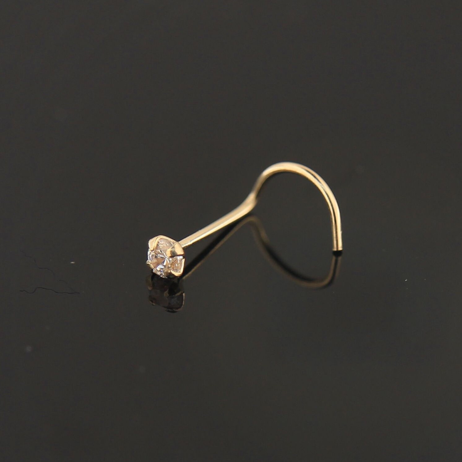 9ct Gold Nose Stud CZ Nose Stud Gemstone Nose Stud Gold Etsy