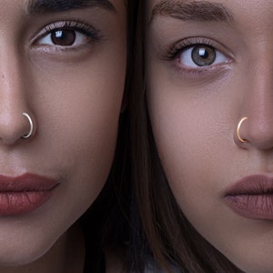 14K Gold Nose Ring Classic Hinged Segment Clicker Nose Hoop Nose Hoop Multiple Sizes Available image 3