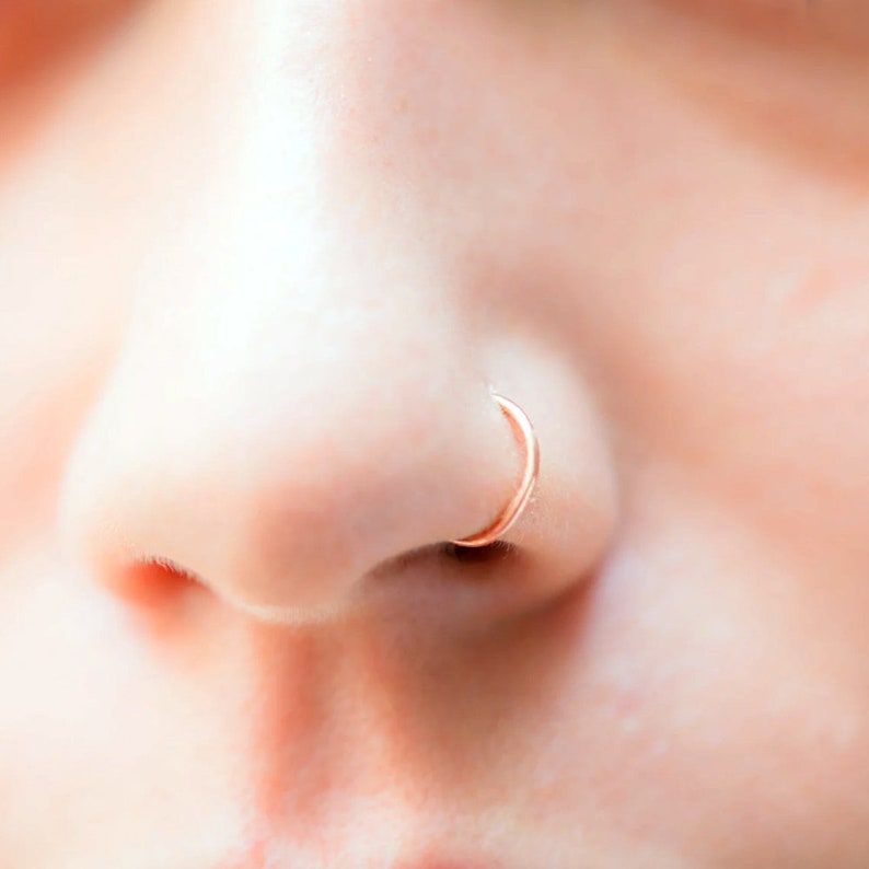 14ct Gold Nose Hoop White Gold/ Rose Gold Nose Hoop 18 Gauge Etsy