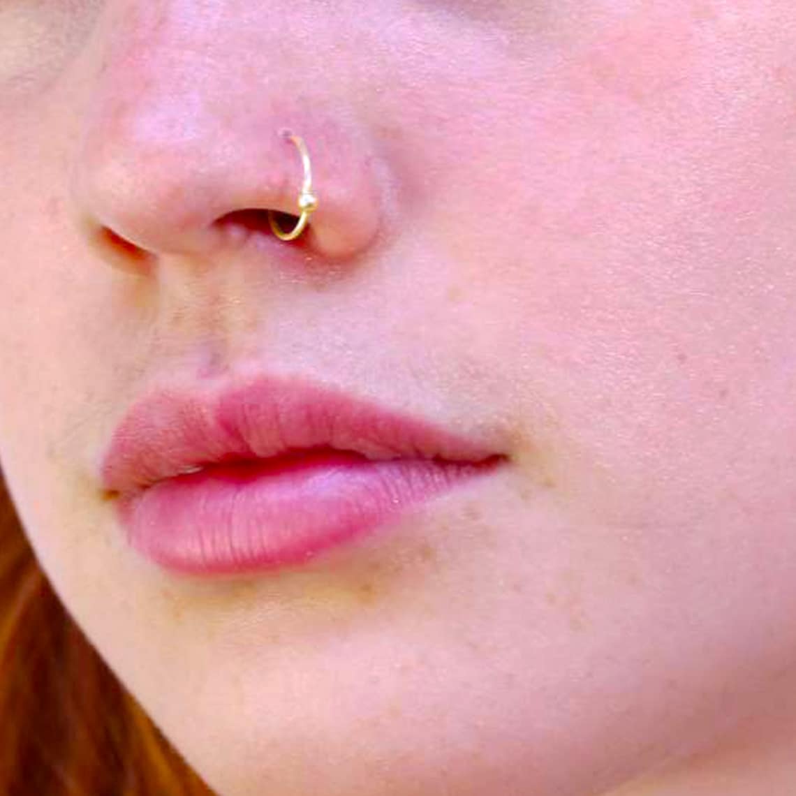 9ct Gold Nose Ring Captive Bead Ring BCR/CBR Hoop Tiny Nose | Etsy