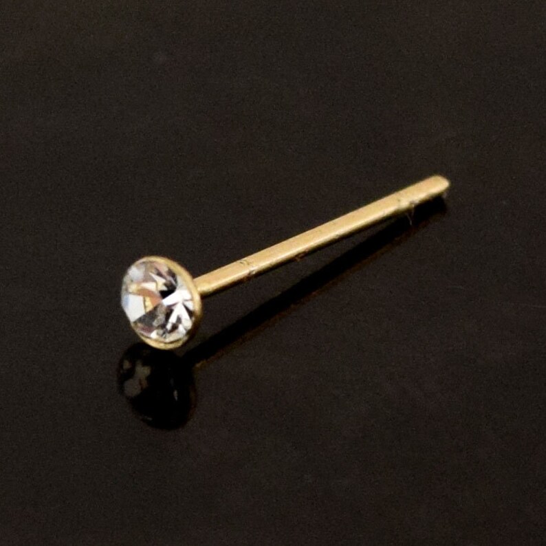 9ct Gold Nose Stud Clear Crystal Nose Ring Gemstone Nose Etsy
