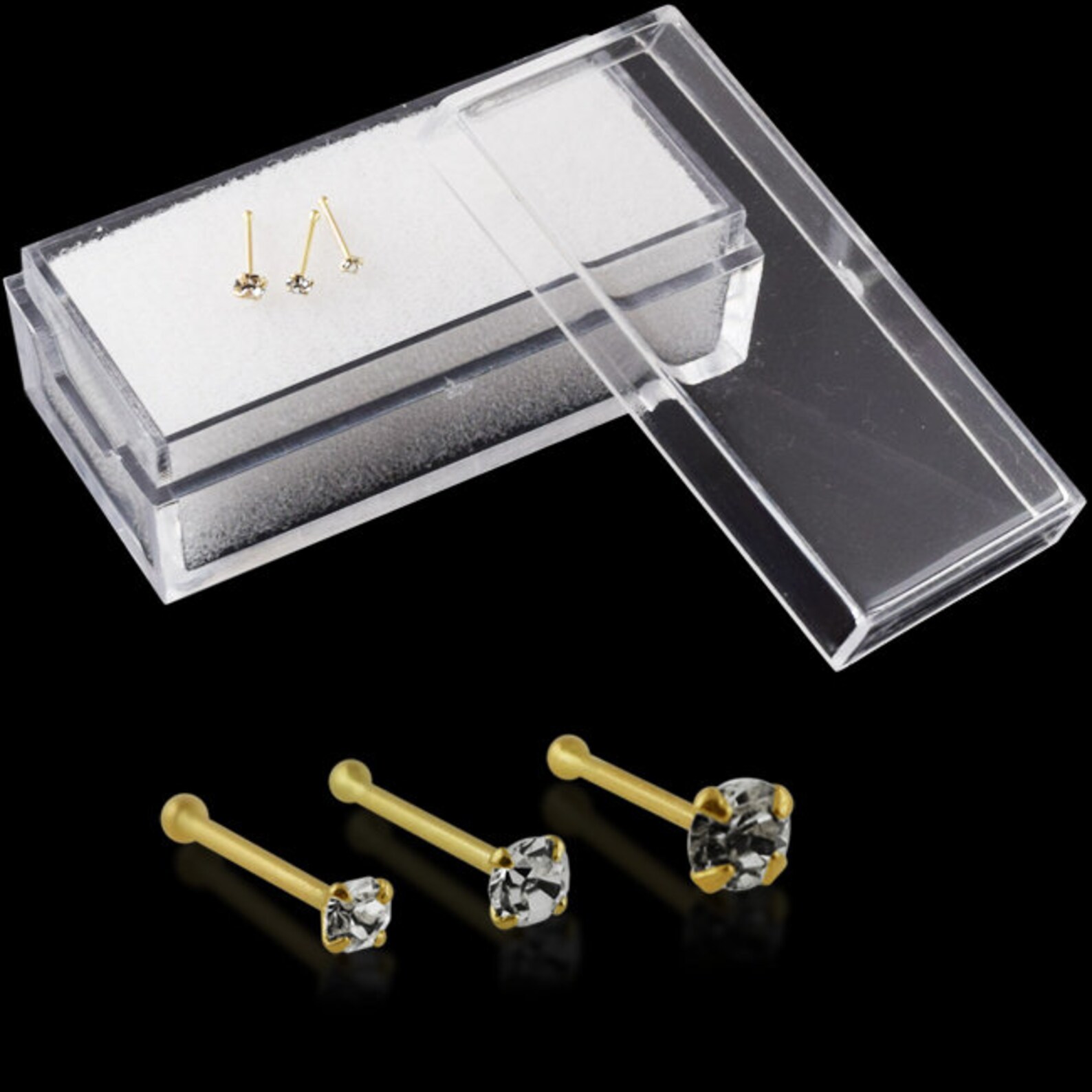 CZ Gemstone Nose Stud 9ct Gold Nose Studs Nose Bone Thin Etsy