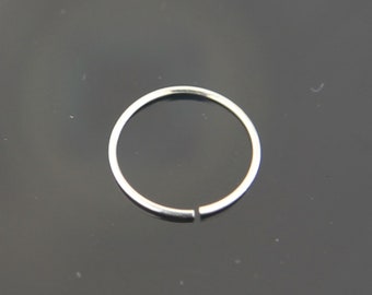 9 ct White Gold Nose Ring -  Seamless Nose Hoop -  Cute Hoop Nose Rings for Women- Available in Different Gauges and Sizes