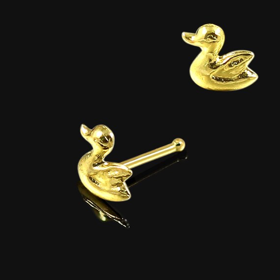 Duck 10K Solid Gold Nose Ring Unique Nose Ring Gold Nose Etsy