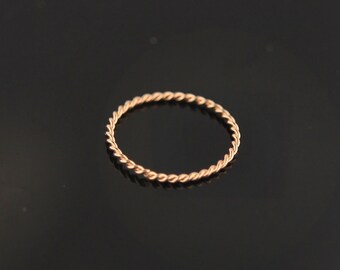 Twisted Rose Gold Nose Hoop- Tiny Nose Hoop- Dainty Nose Ring- Nose Piercing Ring- Thin Nose Ring- 22 Gauge Nose Ring