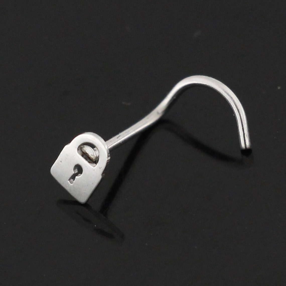 Lock Nose Stud Tiny Nose Ring Unique Nose Rings Simple Nose Etsy