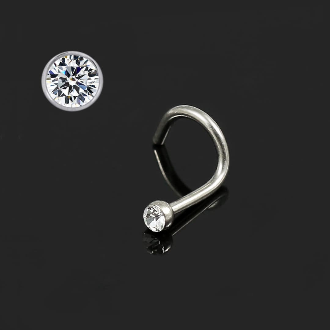 Gemstone Nose Stud Titanium Nose Ring Tiny Nose Ring Stud Etsy