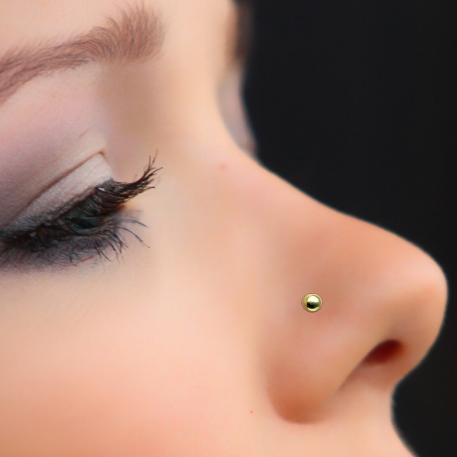 Gold Nose Ring With Gold Ball 9ct L Shape Nose Stud Real Etsy