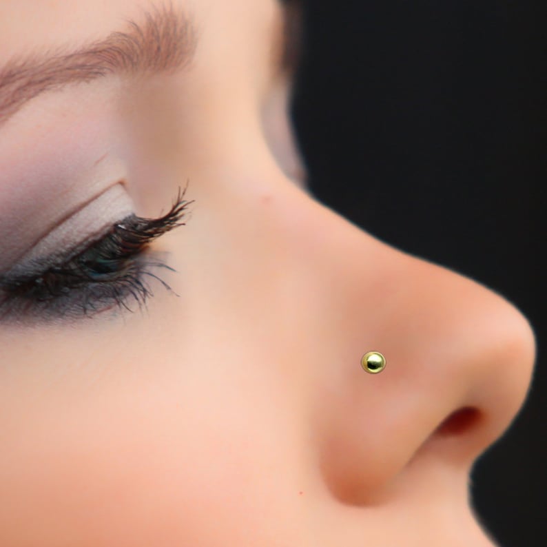 Gold Nose Ring with Gold Ball 9ct L Shape Nose Stud Etsy