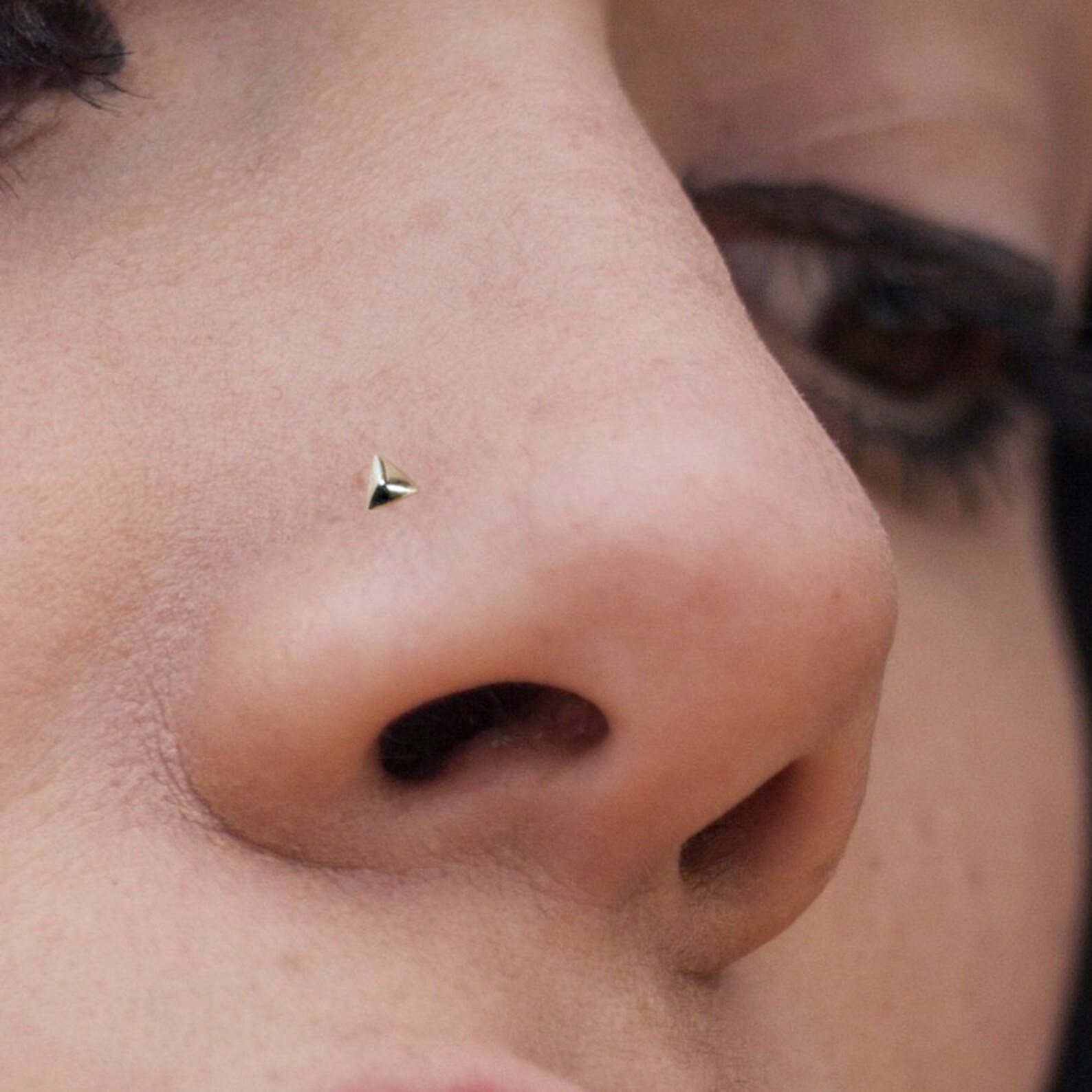Gold 3D Triangle Nose Stud 9K Gold Nose Ring L Shaped Nose | Etsy L Shaped Nose Stud Sticking Out