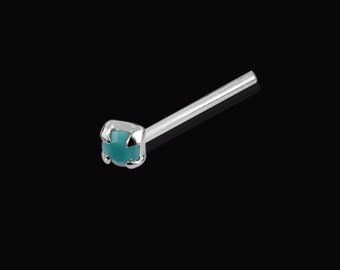 Turquoise Nose Stud- Sterling Silver Nose Ring- Tiny Nose Ring- Straight Nose Stud- Nose Piercing Ring- Thin Nose Ring- 22 Gauge Nose Ring