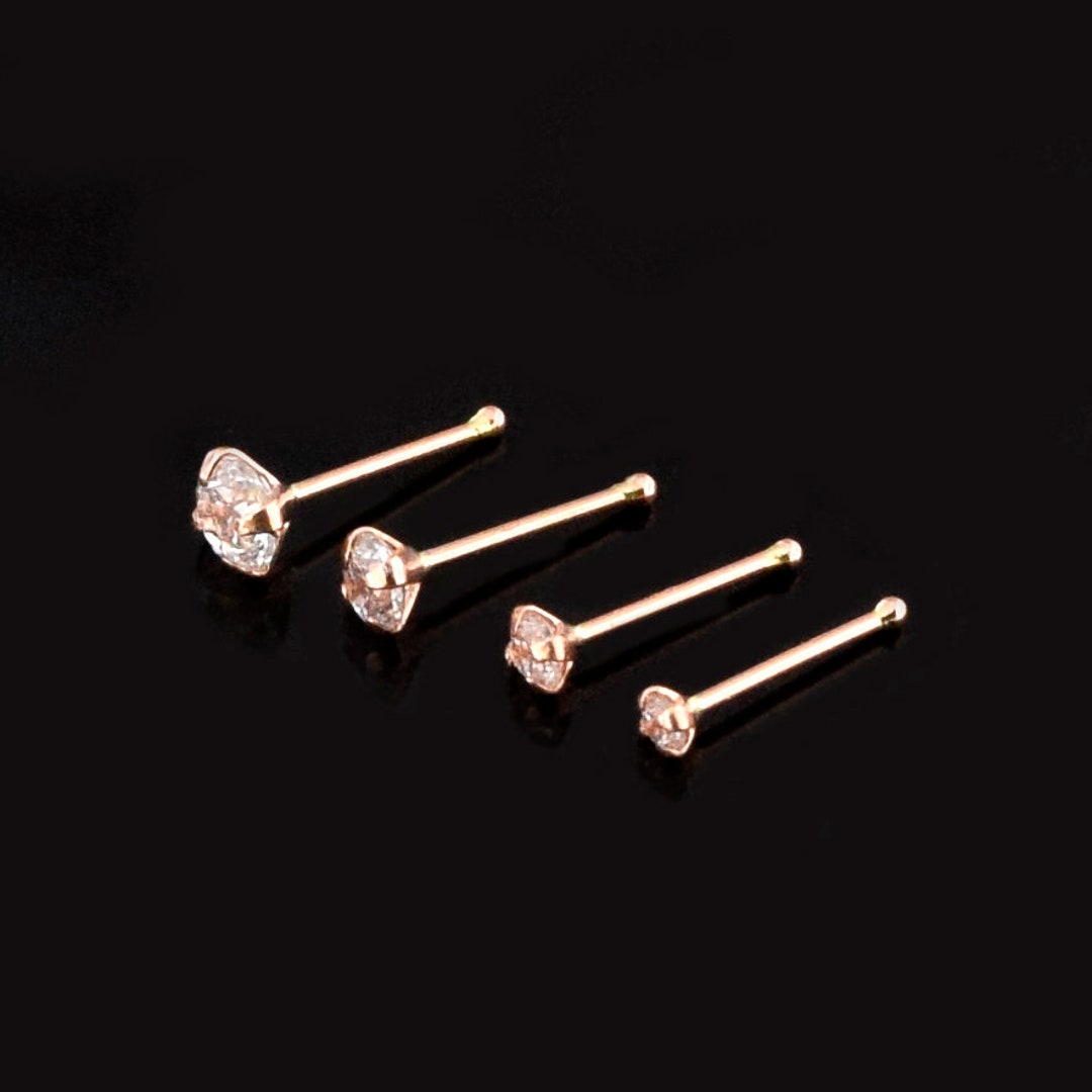 9K Rose Gold Nose Stud Gemstone Nose Stud Nose Bone Nose Piercing Ring