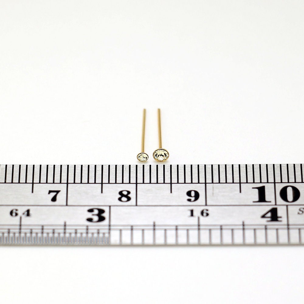 Gold Love & Hearts Fashion Stud Earrings 3 Mm Clear Crystal Nose Stud In 9ct Yellow Gold Nose Pin - Foto 9