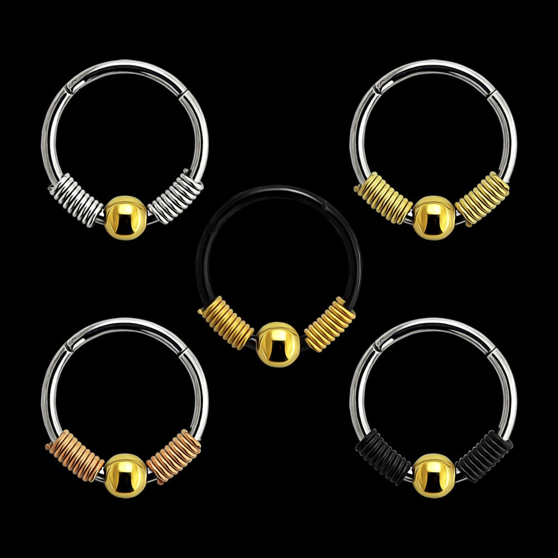 Beaded Nose Ring BCR Shape Hinged Segment Ring Surgical Etsy