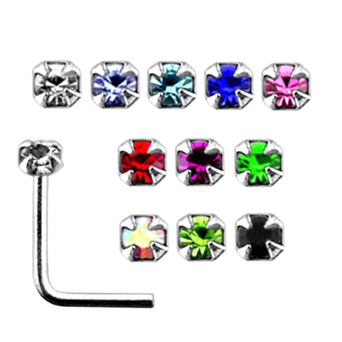 Winzige Edelstein Nase Stud Nase Knochen / L geformte Nase | Etsy