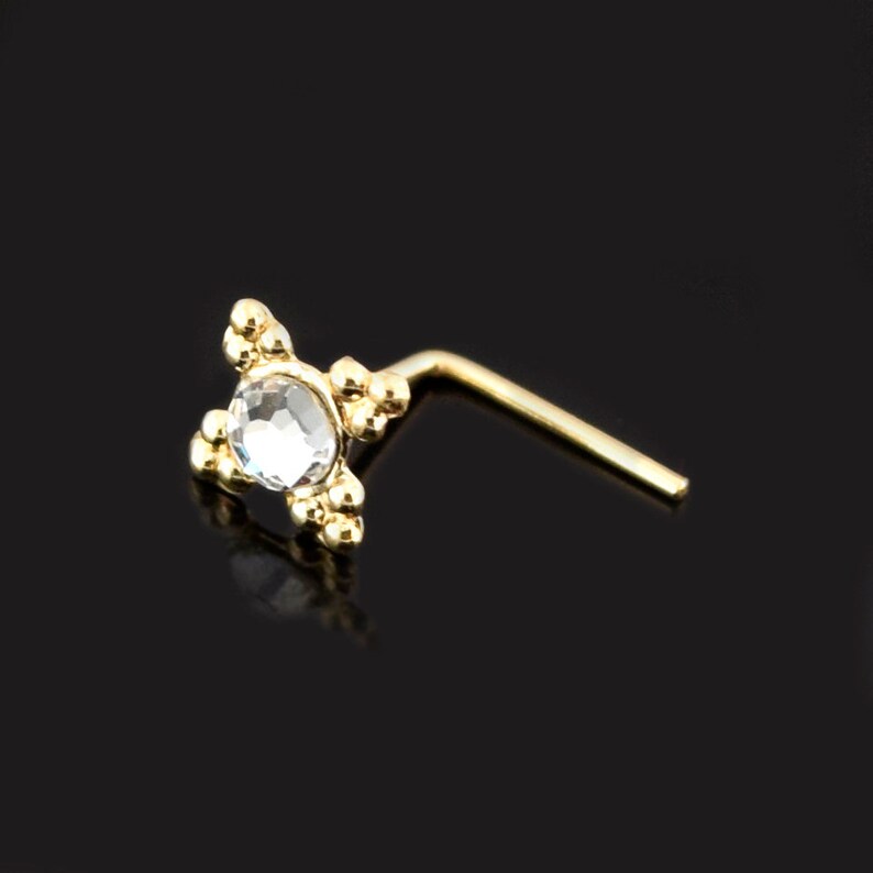 9ct Gold Nose Stud Boho Nose Stud Gemstone Nose Studl Shape Etsy UK