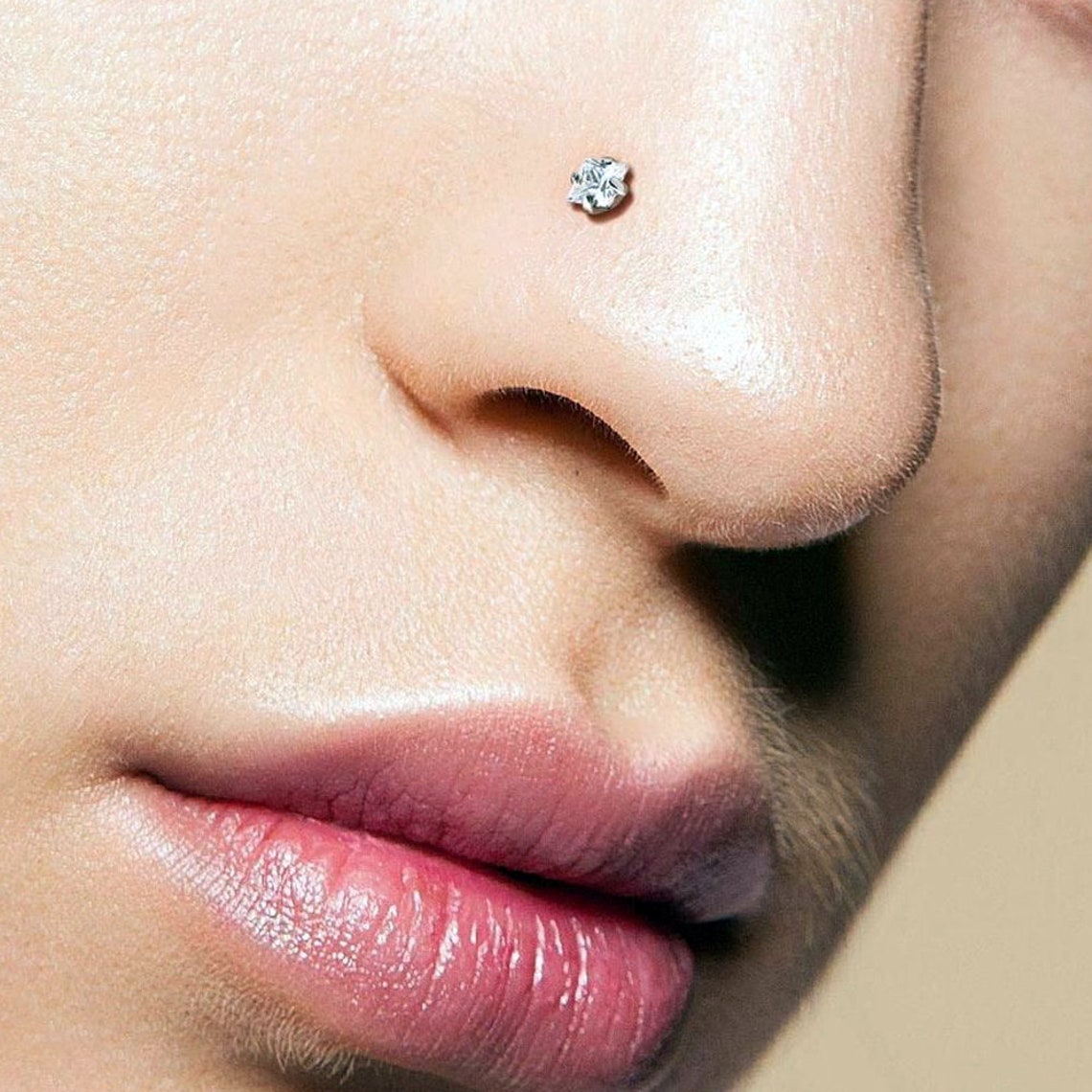 Square Nose Stud with Cubic Zirconia Stone 316L Surgical Etsy