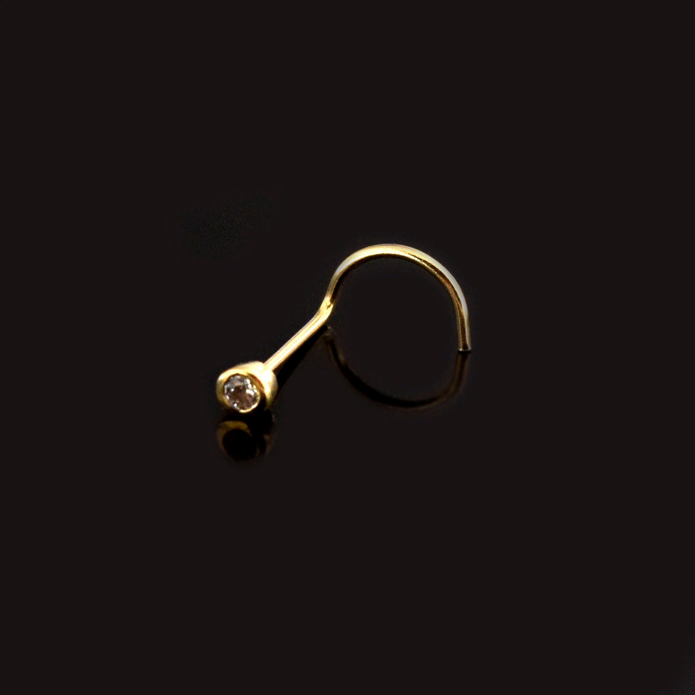 9ct Gold Nose Stud Bezel Set Gemstone Nose Stud Gold Nose Etsy