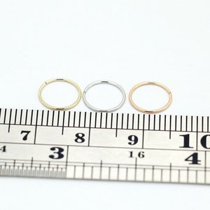 14ct Gold Nose Hoop Seamless Nose Hoop Yellow Gold/ White Gold/ Rose Gold Nose Hoop Tiny Nose Hoop 22 Gauge Nose Ring image 9