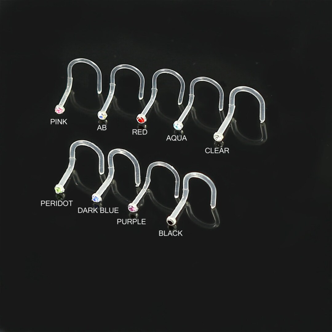 1.5mm Gemstone Nose Stud Bio Flex Nose Ring Screw Style Etsy