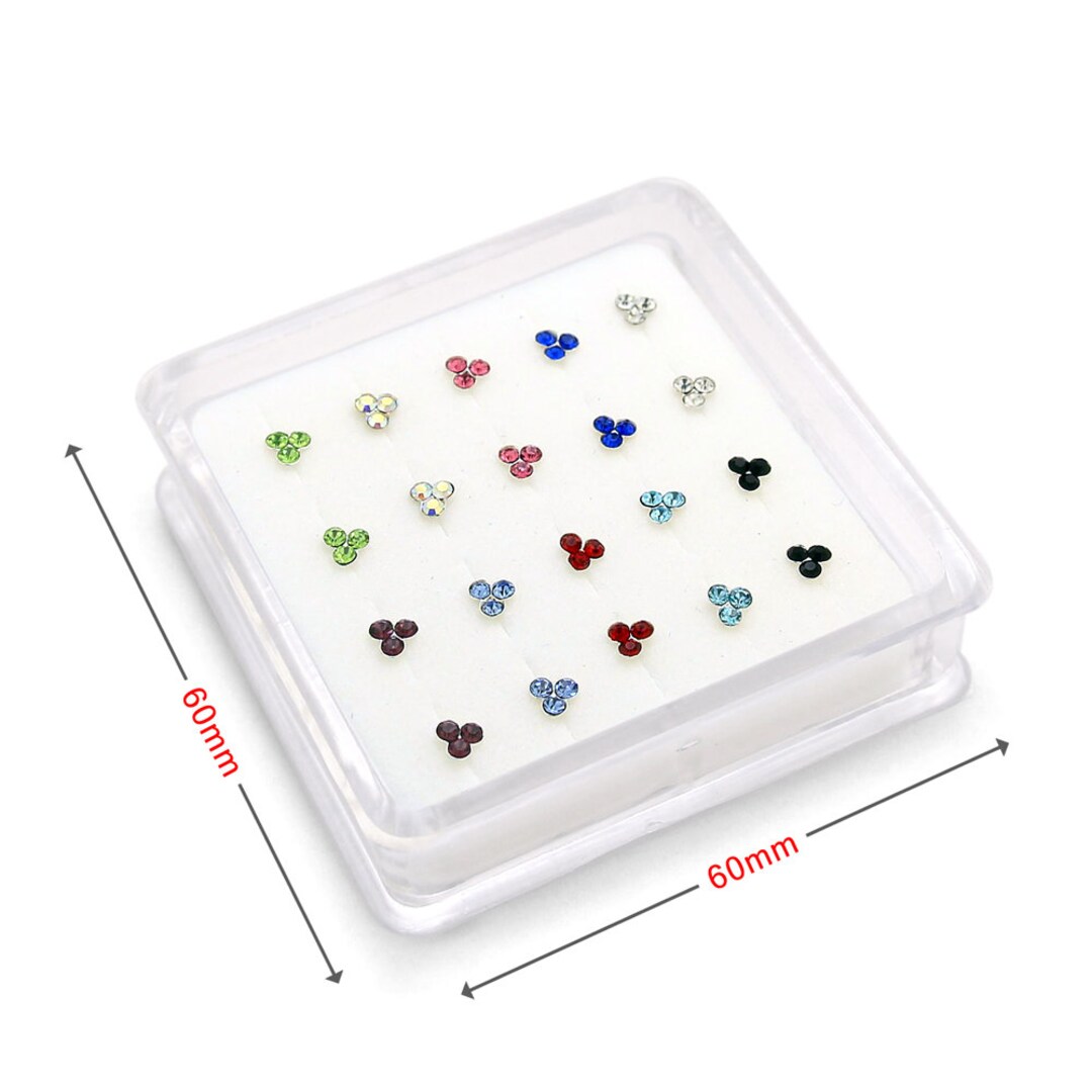 thumbnail image 2 of La Nejo Silver Sterling Silver Nose Stud – 925 Silver – 10mm, 22 Gauge – 1.5mm Clear Crystal 2 of 6